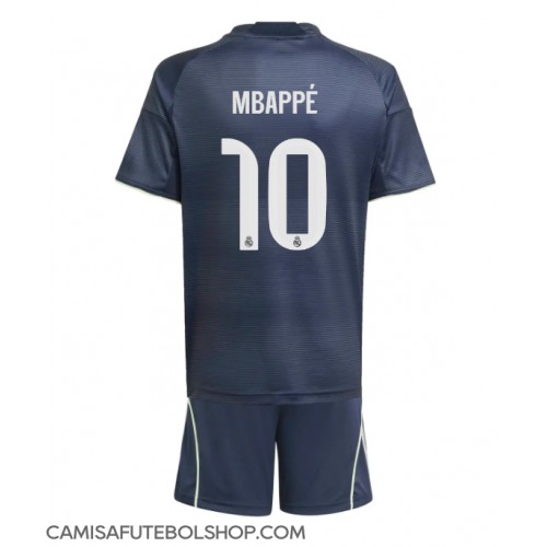 Camisa de time de futebol Real Madrid Kylian Mbappe #10 Replicas 2º Equipamento Infantil 2025-26 Manga Curta (+ Calças curtas)